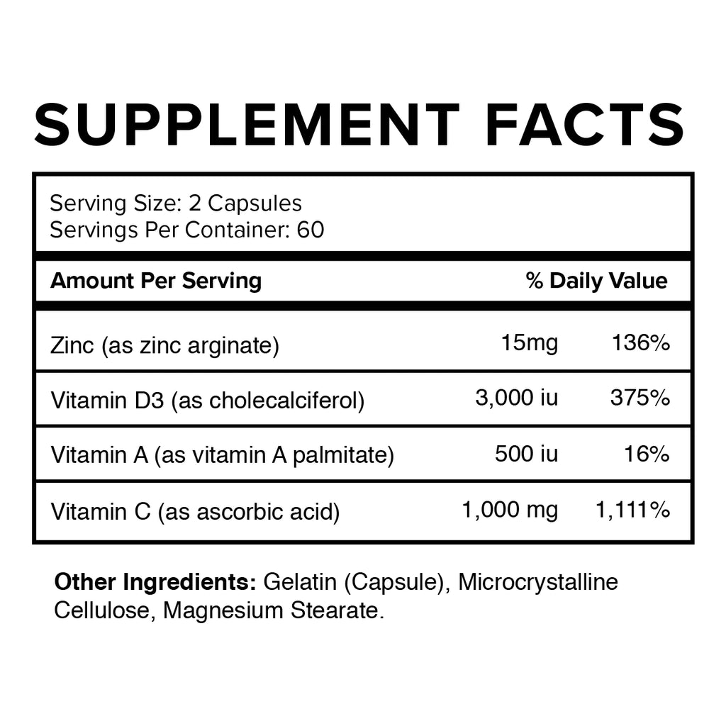 Immune Up immune support supplement supplement facts panel