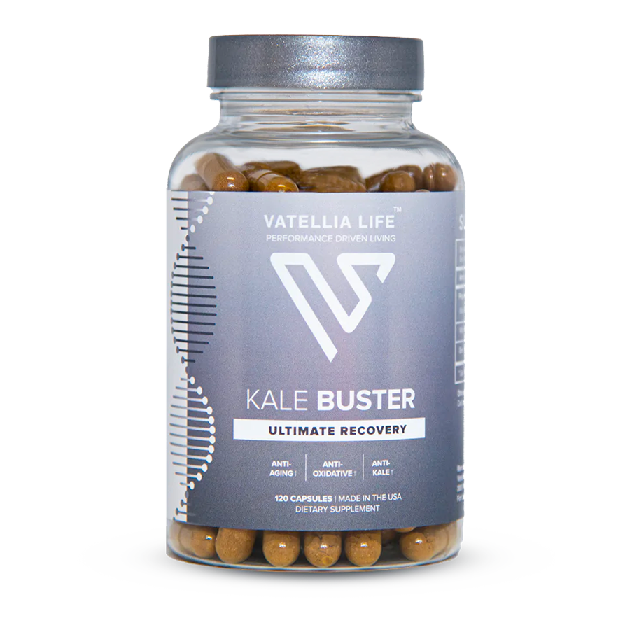 Kale Buster superfood greens supplement bottle by Vatellia Life